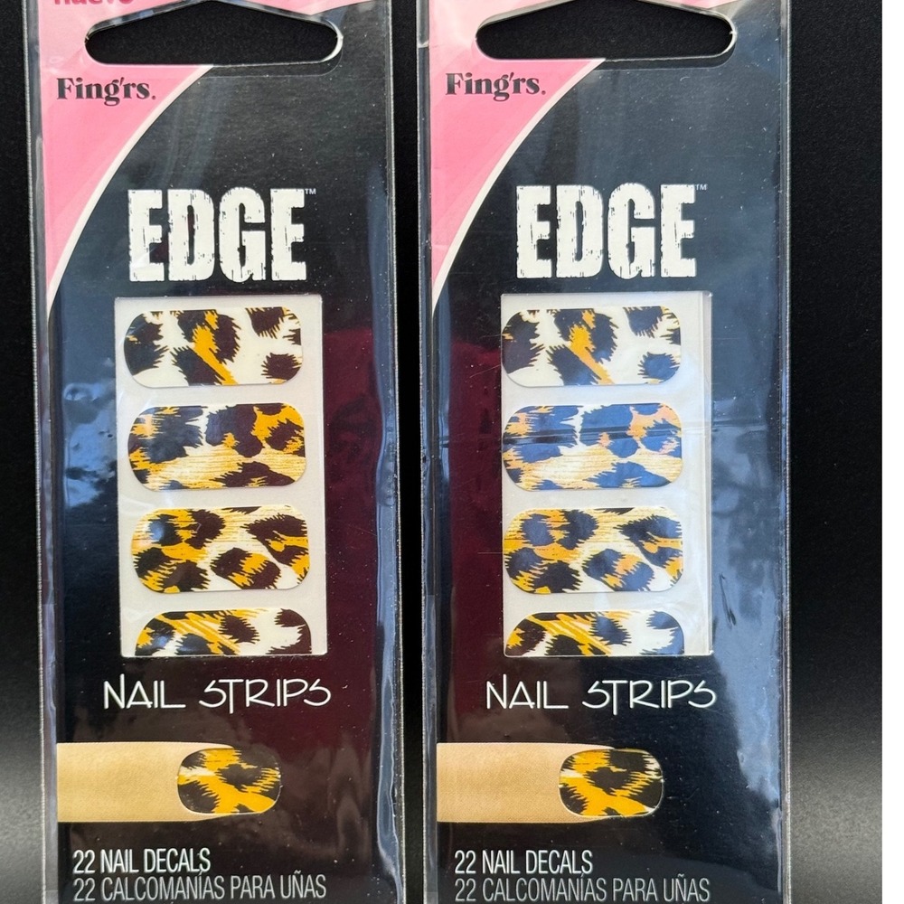 Fingrs Edge Nail Strips Leopard‎ Print 22 Count Pack of 2
